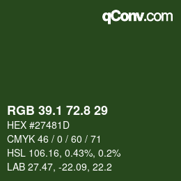 Color code: RGB 39.1 72.8 29 | qconv.com