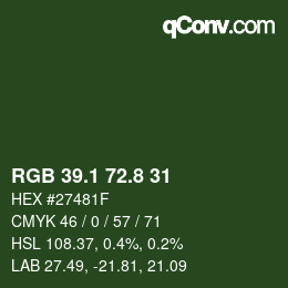 カラーコード: RGB 39.1 72.8 31 | qconv.com