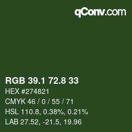 Color code: RGB 39.1 72.8 33 | qconv.com