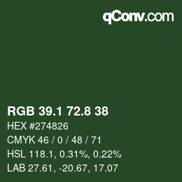 Color code: RGB 39.1 72.8 38 | qconv.com