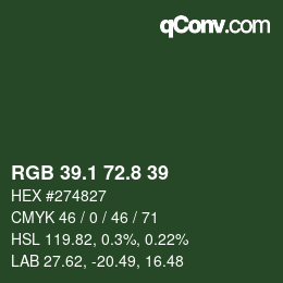 カラーコード: RGB 39.1 72.8 39 | qconv.com