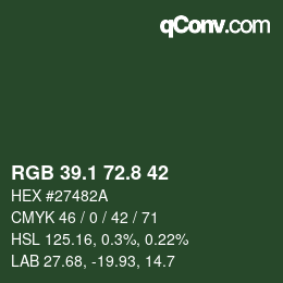 カラーコード: RGB 39.1 72.8 42 | qconv.com