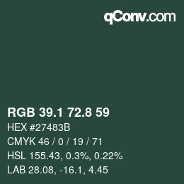 カラーコード: RGB 39.1 72.8 59 | qconv.com
