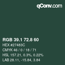 Farbcode: RGB 39.1 72.8 60 | qconv.com