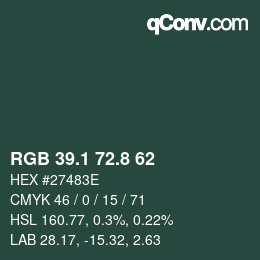 Color code: RGB 39.1 72.8 62 | qconv.com