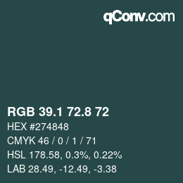 Color code: RGB 39.1 72.8 72 | qconv.com