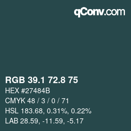 Color code: RGB 39.1 72.8 75 | qconv.com