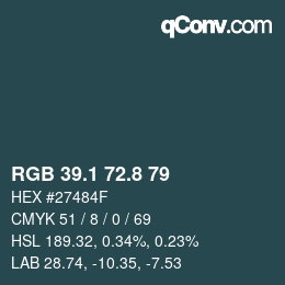 Color code: RGB 39.1 72.8 79 | qconv.com