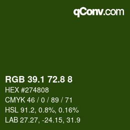 カラーコード: RGB 39.1 72.8 8 | qconv.com
