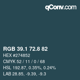 Farbcode: RGB 39.1 72.8 82 | qconv.com