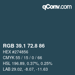 カラーコード: RGB 39.1 72.8 86 | qconv.com