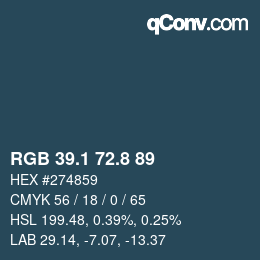 Color code: RGB 39.1 72.8 89 | qconv.com