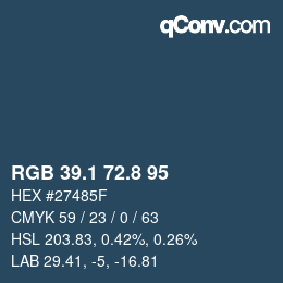 カラーコード: RGB 39.1 72.8 95 | qconv.com