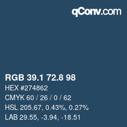 Color code: RGB 39.1 72.8 98 | qconv.com