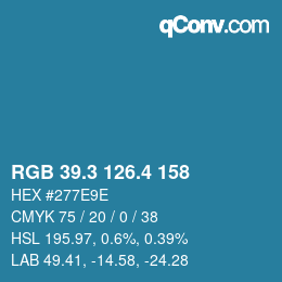 カラーコード: RGB 39.3 126.4 158 | qconv.com