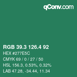 カラーコード: RGB 39.3 126.4 92 | qconv.com