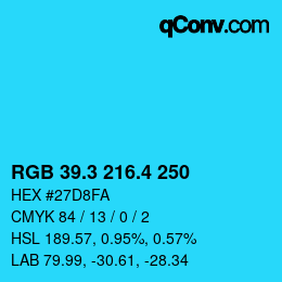 カラーコード: RGB 39.3 216.4 250 | qconv.com