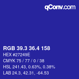 カラーコード: RGB 39.3 36.4 158 | qconv.com