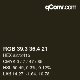 カラーコード: RGB 39.3 36.4 21 | qconv.com