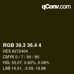 カラーコード: RGB 39.3 36.4 4 | qconv.com