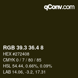 カラーコード: RGB 39.3 36.4 8 | qconv.com