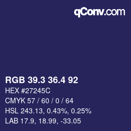 カラーコード: RGB 39.3 36.4 92 | qconv.com