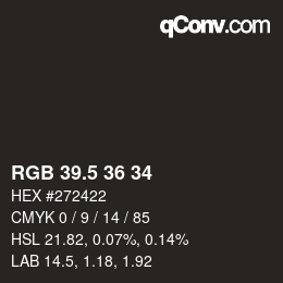 Color code: RGB 39.5 36 34 | qconv.com