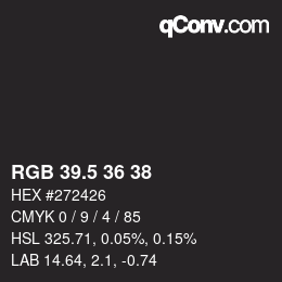 Código de color: RGB 39.5 36 38 | qconv.com