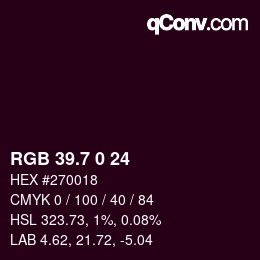 カラーコード: RGB 39.7 0 24 | qconv.com