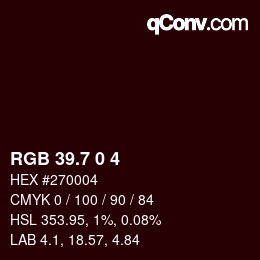 カラーコード: RGB 39.7 0 4 | qconv.com