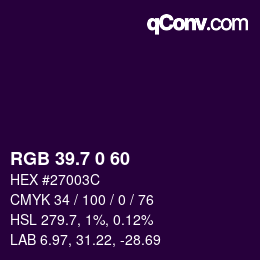 カラーコード: RGB 39.7 0 60 | qconv.com