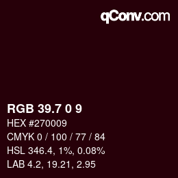 カラーコード: RGB 39.7 0 9 | qconv.com