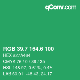 カラーコード: RGB 39.7 164.6 100 | qconv.com