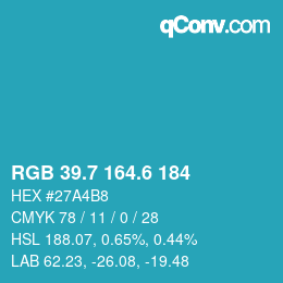 カラーコード: RGB 39.7 164.6 184 | qconv.com