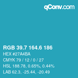 カラーコード: RGB 39.7 164.6 186 | qconv.com