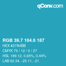 カラーコード: RGB 39.7 164.6 187 | qconv.com
