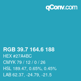 カラーコード: RGB 39.7 164.6 188 | qconv.com
