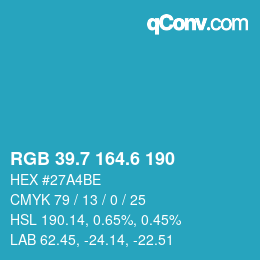 カラーコード: RGB 39.7 164.6 190 | qconv.com