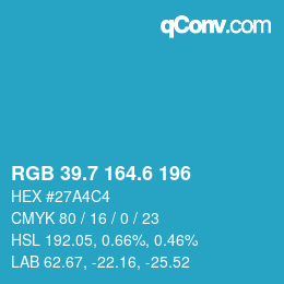 カラーコード: RGB 39.7 164.6 196 | qconv.com