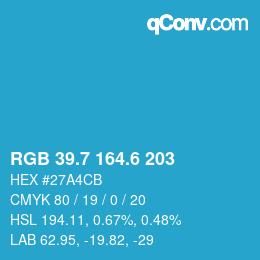 カラーコード: RGB 39.7 164.6 203 | qconv.com