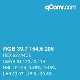 カラーコード: RGB 39.7 164.6 206 | qconv.com