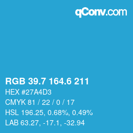 カラーコード: RGB 39.7 164.6 211 | qconv.com