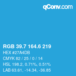 カラーコード: RGB 39.7 164.6 219 | qconv.com