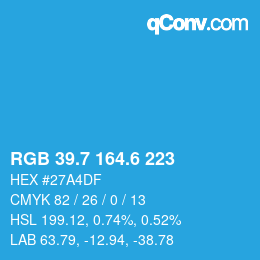 カラーコード: RGB 39.7 164.6 223 | qconv.com