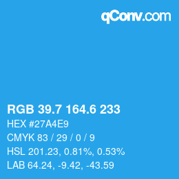 カラーコード: RGB 39.7 164.6 233 | qconv.com
