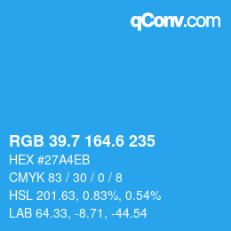 カラーコード: RGB 39.7 164.6 235 | qconv.com