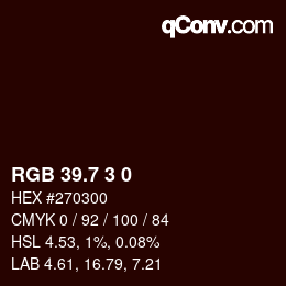 カラーコード: RGB 39.7 3 0 | qconv.com