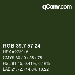 カラーコード: RGB 39.7 57 24 | qconv.com