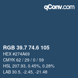 カラーコード: RGB 39.7 74.6 105 | qconv.com