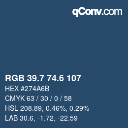 カラーコード: RGB 39.7 74.6 107 | qconv.com